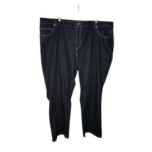 Woman Within Dark Wash Stretch Jeans 26W High Rise Straight Leg Denim